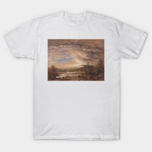 A River Landscape, Sunset by John Linnell T-Shirt